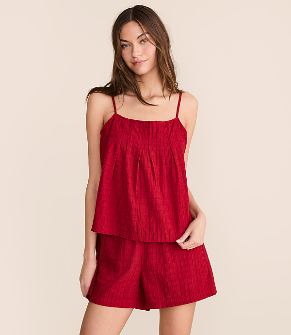 Lou & Grey Grid Linen Cotton Pleated Cami