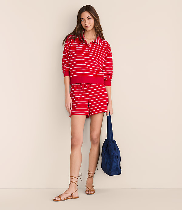 Lou & Grey Striped Terrysoft Polo Top