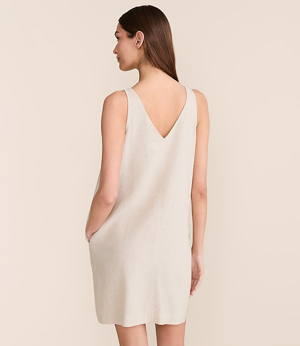 Lou & Grey Linen Cotton Tie Keyhole Mini Pocket Dress