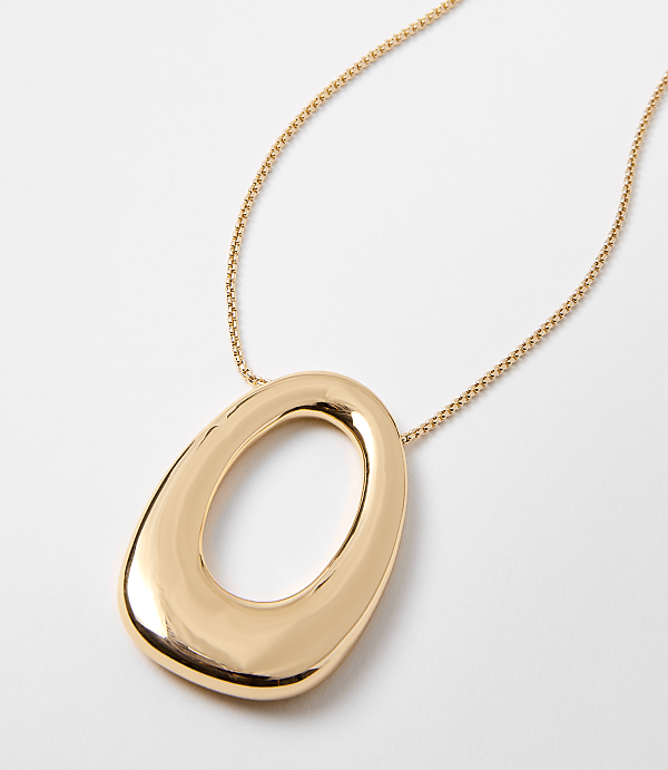 Open Oval Pull Tie Pendant Necklace