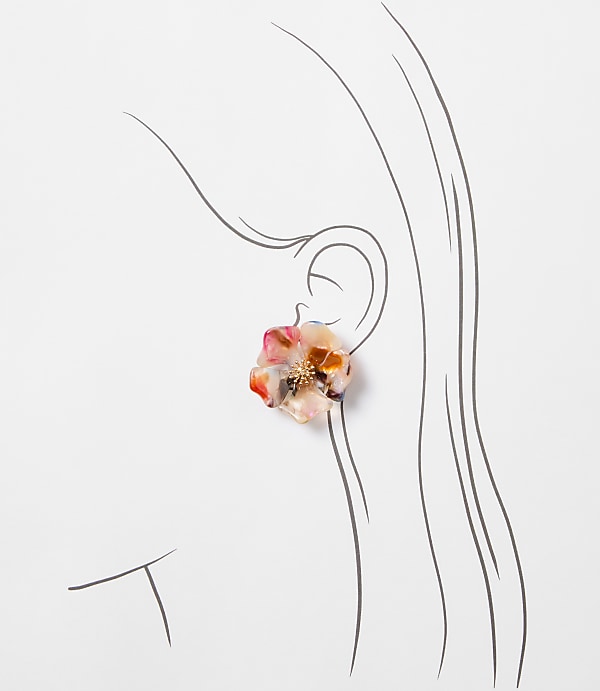 Tortoiseshell Print Floral Statement Stud Earrings