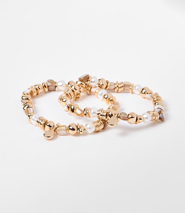 Pearlized Metallic Stretch Bracelet Set