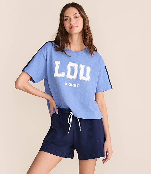 Lou & Grey Shoulder Stripe Soft Slub Logo Tee
