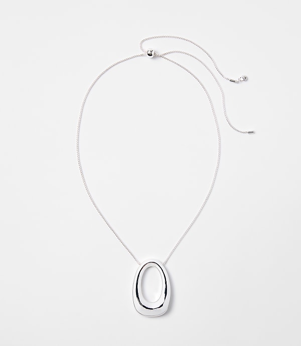 Open Oval Pull Tie Pendant Necklace