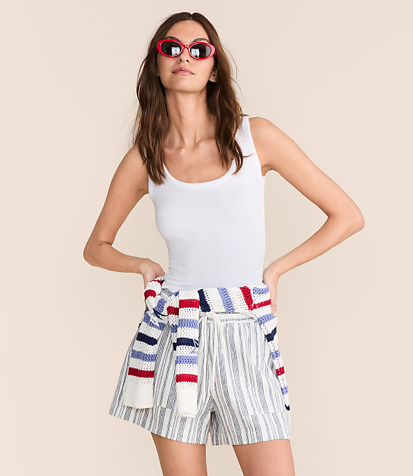 Petite Lou & Grey Striped Linen Cotton Shorts