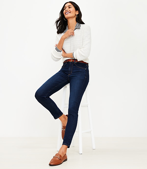 Petite High Rise Skinny Jeans in Classic Dark Indigo Wash