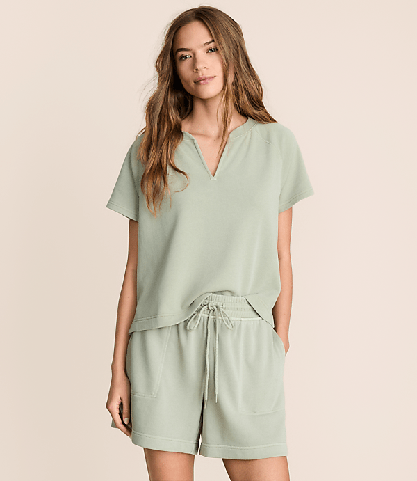 Lou & Grey Garment Dyed Terrysoft Split Neck Tee