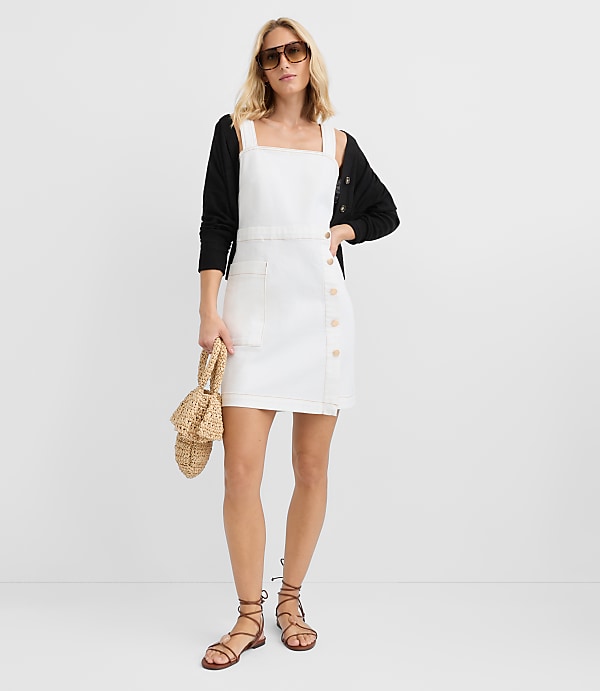 Petite Topstitched Denim Pocket Mini Wrap Dress