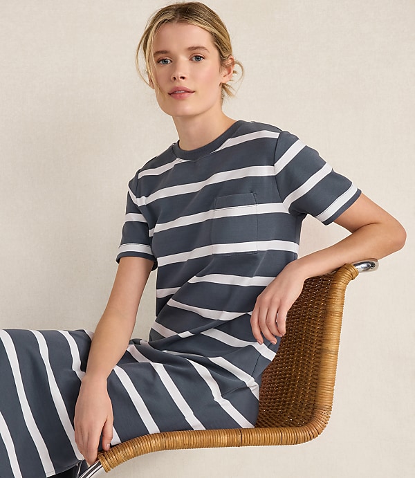 Haven Well Within Organic Cotton Interlock Striped Short Sleeve Dress
