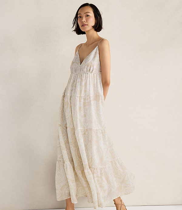 Haven Well Within Ramie Blend Paisley Tiered Maxi Dress