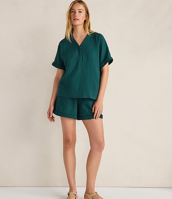 Haven Well Within Organic Cotton Gauze V-Neck Top