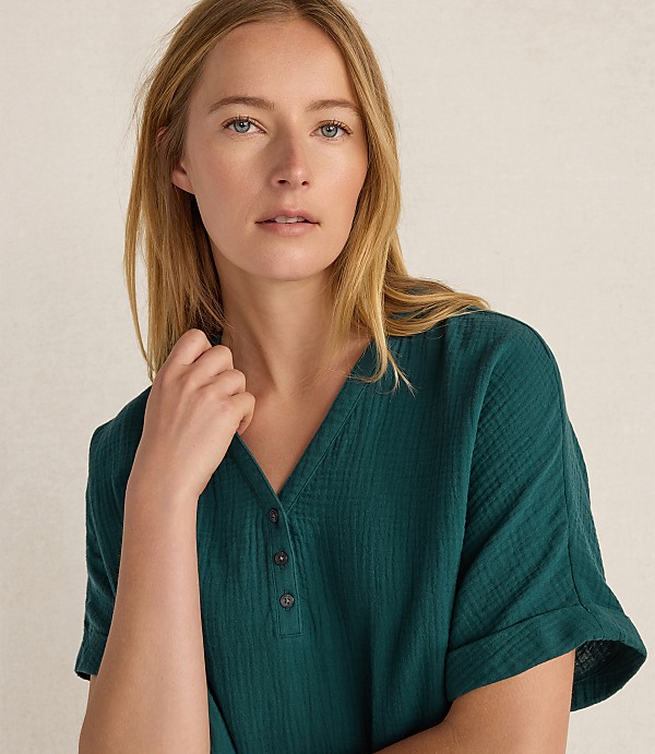 Haven Well Within Organic Cotton Gauze V-Neck Top
