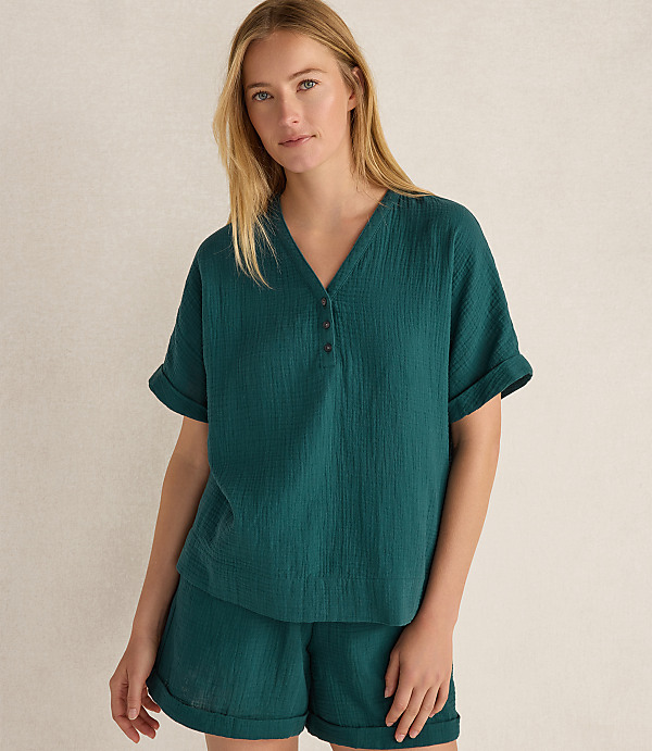 Haven Well Within Organic Cotton Gauze V-Neck Top