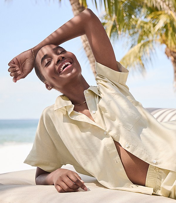 Haven Well Within Organic Cotton Linen Button-Down Top