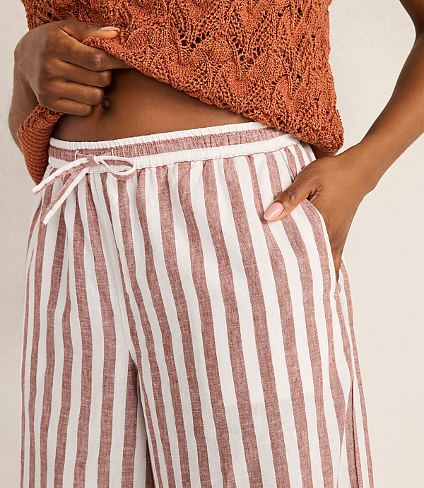 Haven Well Within Organic Cotton Linen Striped Wide Leg Pants