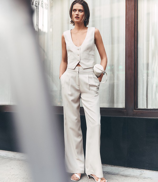 Petite LOFT Versa Pure Spun Pleated Wide Leg Pants