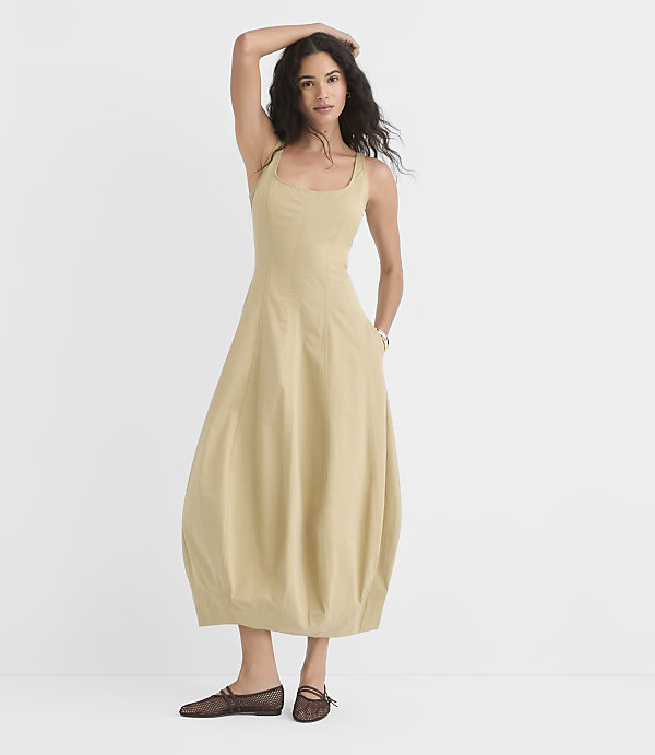 Petite Seamed Barrel Midi Pocket Dress