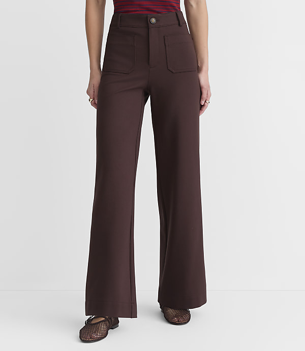 Petite Palmer Wide Leg Pants in Ponte