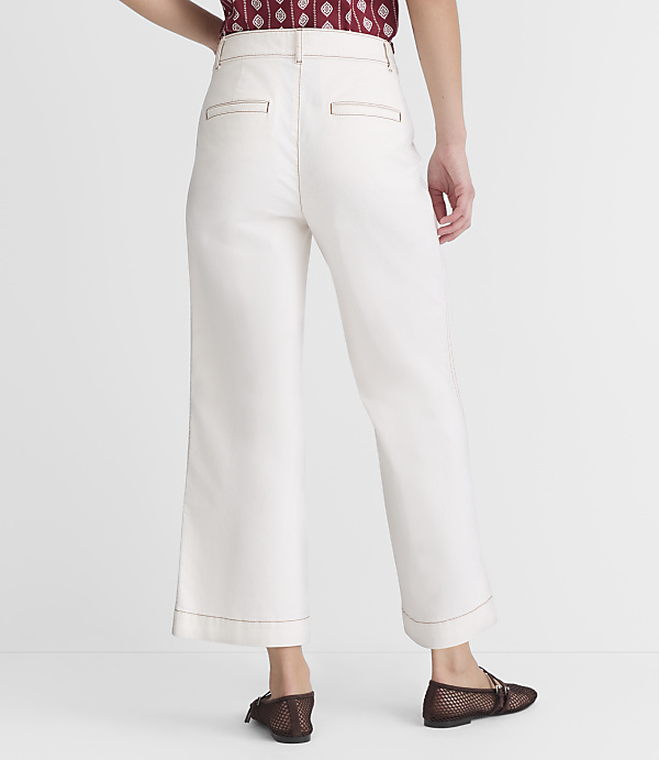 Tall Palmer Wide Leg Crop Pants in Topstitched Twill