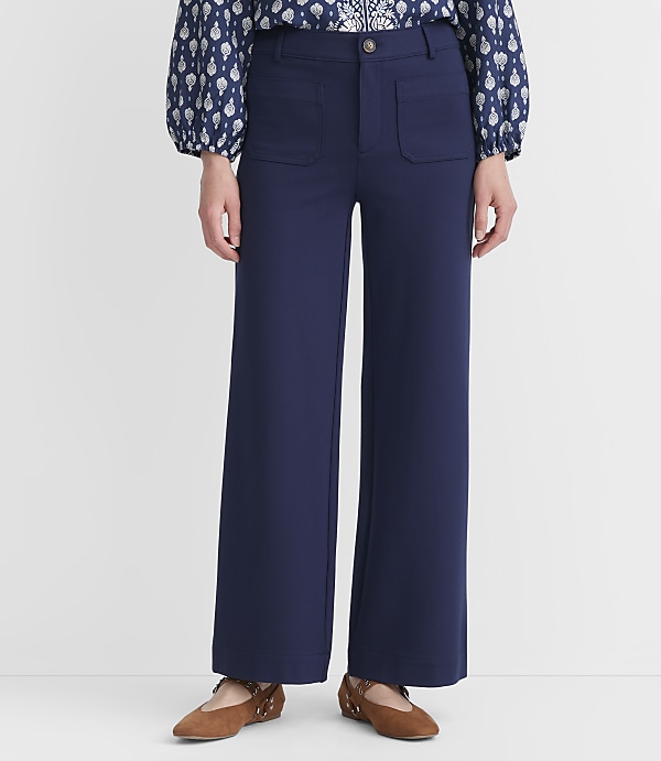 Petite Curvy Palmer Wide Leg Pants in Ponte