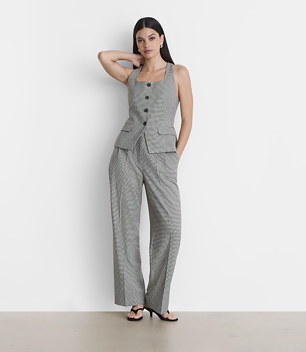 Petite LOFT Versa Seasonless Stretch Halter Vest in Mini Houndstooth