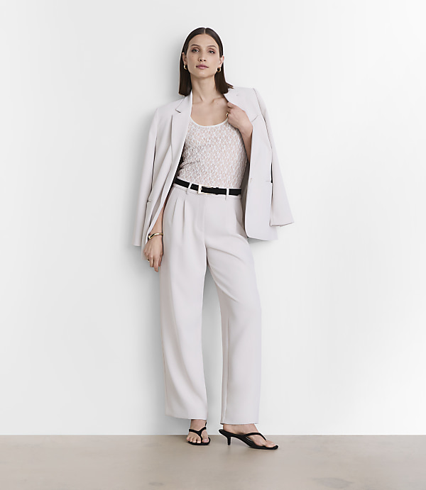 Petite LOFT Versa Crepe Drape Pleated Relaxed Straight Pants