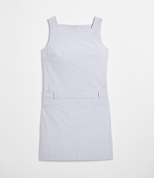 Petite LOFT Versa Seasonless Stretch Square Neck Mini Pocket Dress in Heather