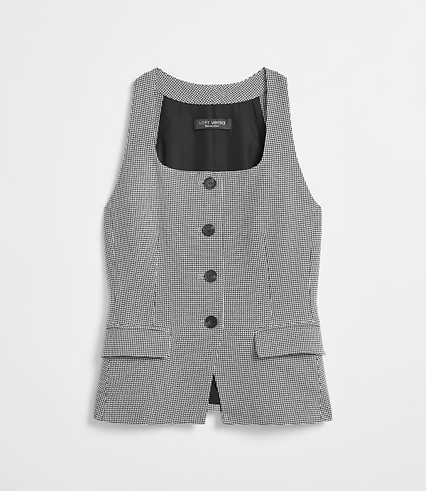 Petite LOFT Versa Seasonless Stretch Halter Vest in Mini Houndstooth