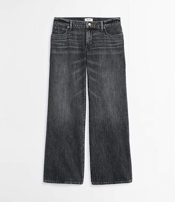 Rivete Petite Curvy Low Rise Wide Leg Jeans in Lune Wash