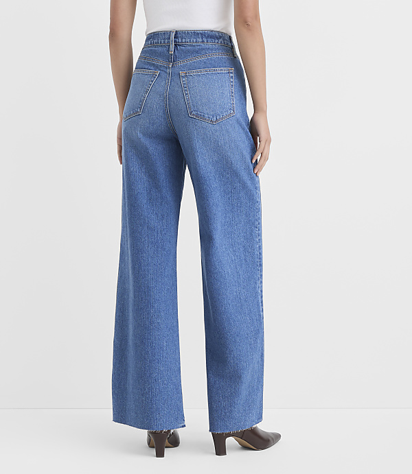 Rivete Tall Side Paneled Fresh Cut High Rise Relaxed Wide Leg Jeans in Diem Wash