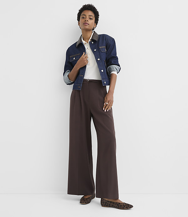 Petite Belted Slouchy Trouser Pants