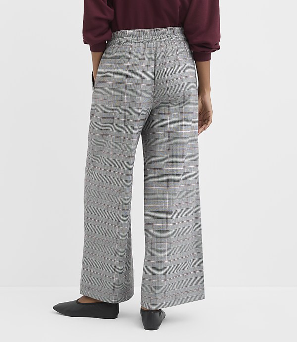 Petite Pull On Wide Leg Pants in Plaid Brushed Flannel
