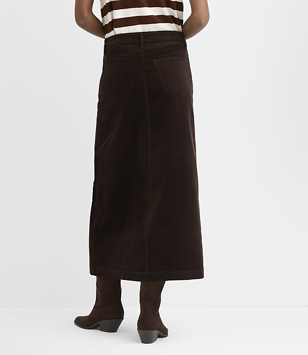 Petite Brushed Corduroy Midi Skirt