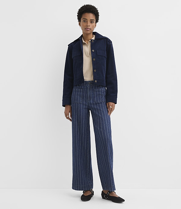 Petite Palmer Wide Leg Pants in Pinstripe