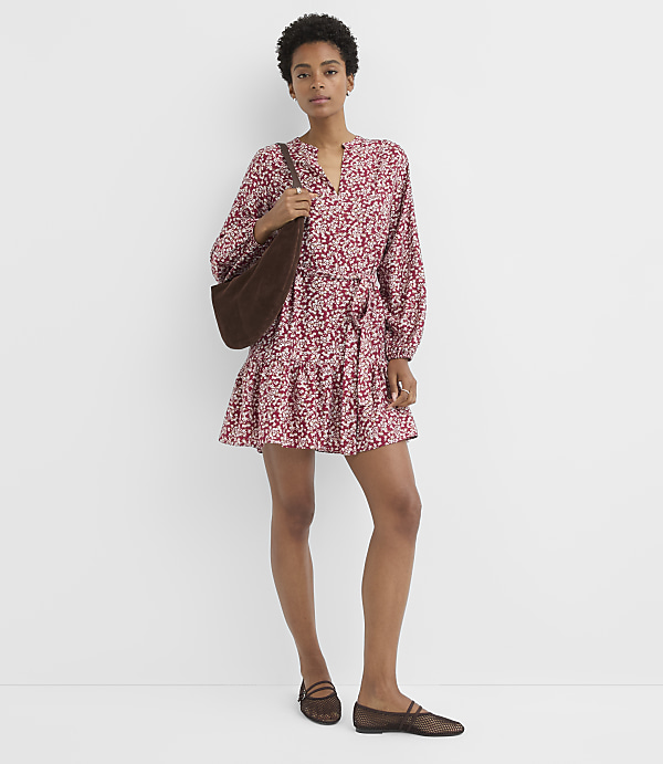 Petite Garden Balloon Sleeve Mini Flounce Dress