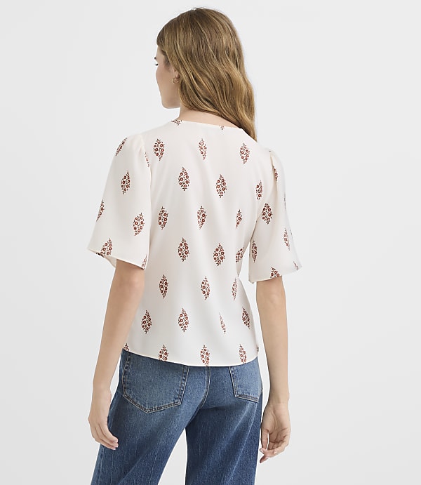 Petite Garden Tie Neck Top