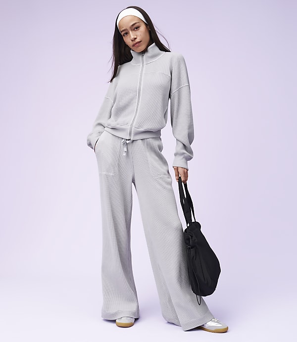 Lou & Grey Garment Dyed Waffle Wide Leg Pants