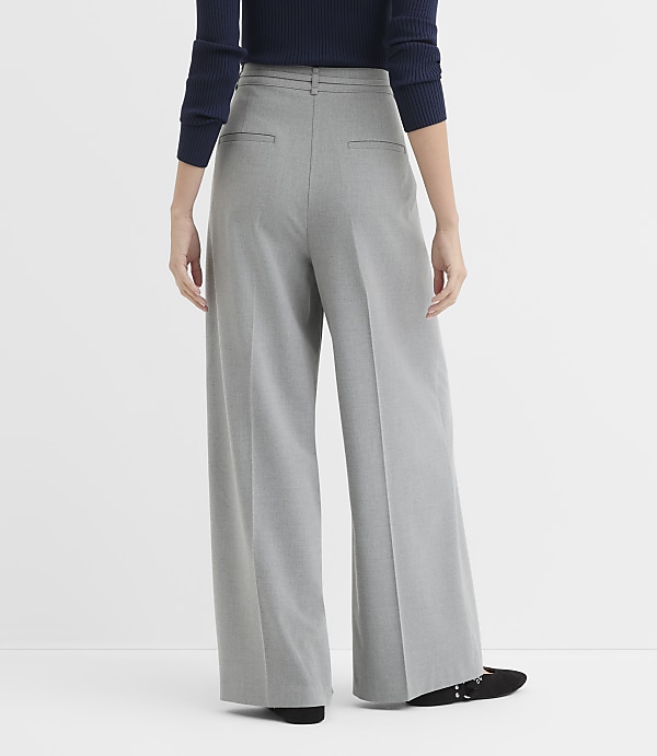 Petite Belted Slouchy Trouser Pants in Heather