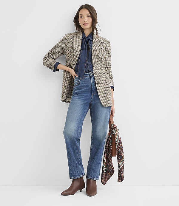 Petite Plaid Oversized Blazer