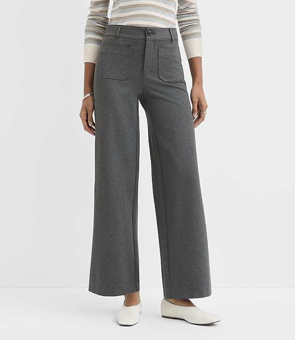 Petite Palmer Wide Leg Pants in Heathered Ponte