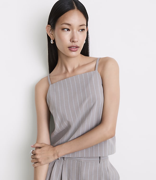 Petite LOFT Versa Seasonless Stretch Square Neck Top in Stripe