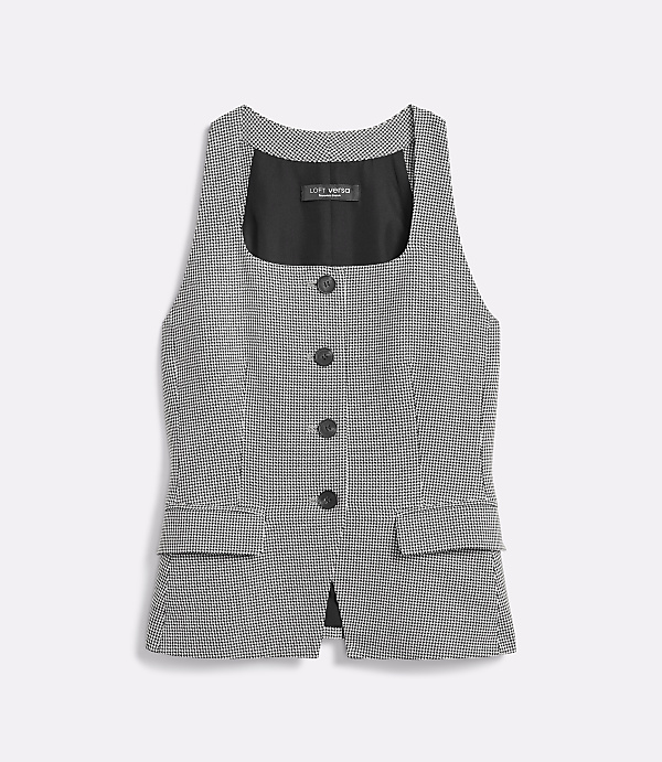 Petite LOFT Versa Seasonless Stretch Halter Vest in Mini Houndstooth