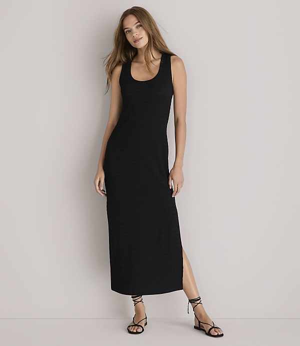 Petite Lou & Grey Crinkle Stripe Scoop Neck Midi Dress