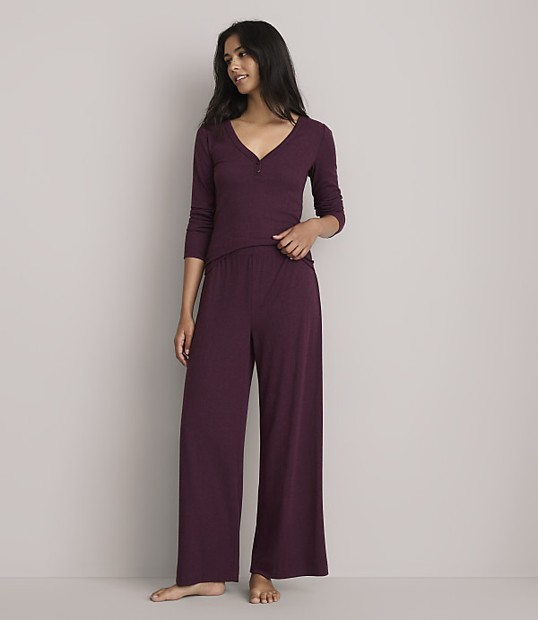 Petite Lou & Grey Heathered Ribbed Pajama Pants