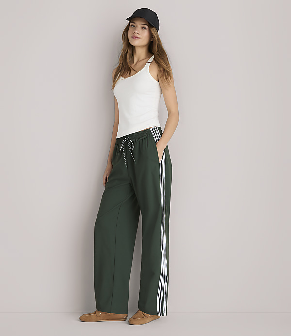 Petite Lou & Grey Side Stripe Wanderweave Straight Leg Pants