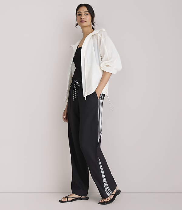 Petite Lou & Grey Side Stripe Wanderweave Straight Leg Pants