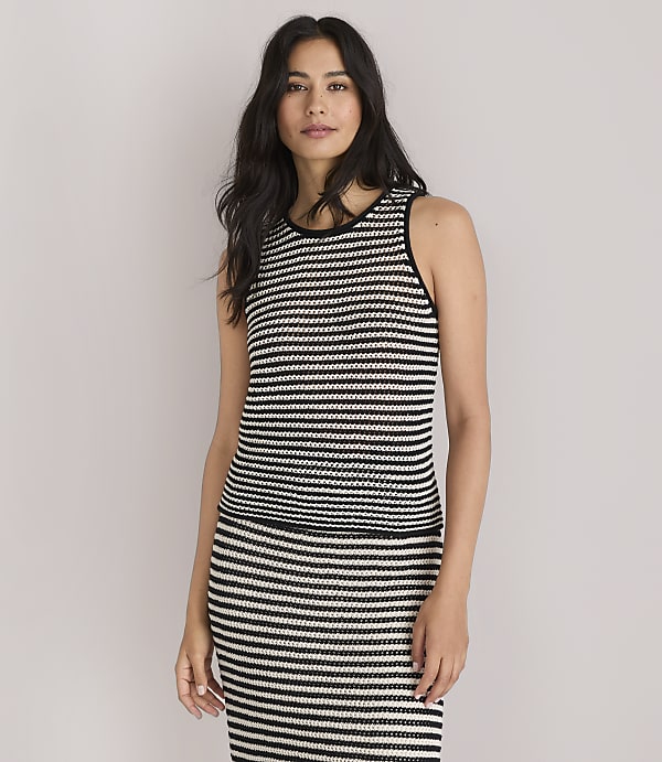 Petite Lou & Grey Striped Stitchy Sweater Tank Top