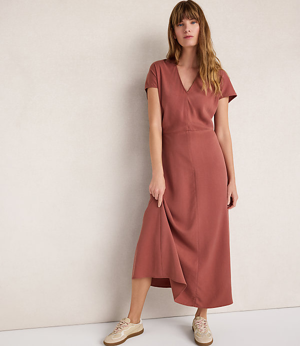 Haven Well Within Drapey Twill V-Neck Midi Dress
