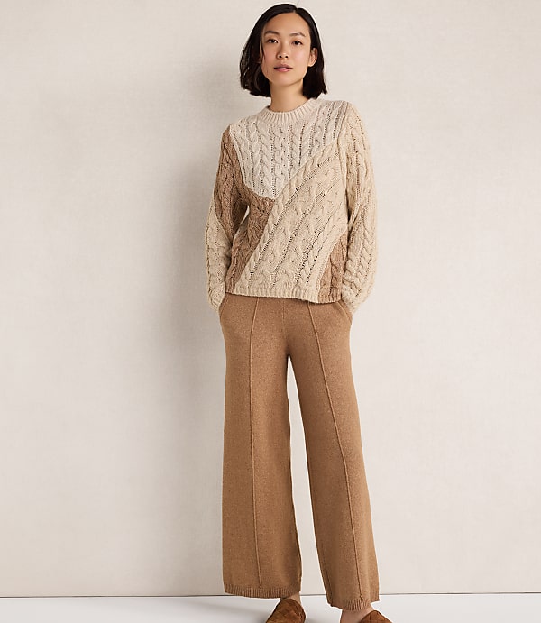 Haven Well Within  Cotton Blend Patchwork Cableknit Sweater