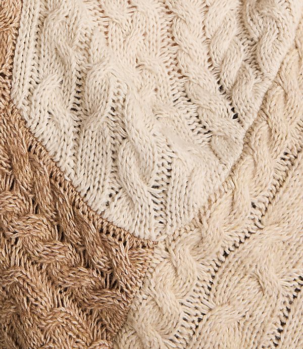 Haven Well Within  Cotton Blend Patchwork Cableknit Sweater